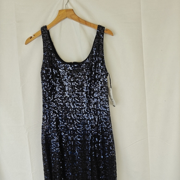 Alex Evenings NWT 2 Piece Garment Maxi Dress Black Navy Sequin Size 10 Women's - Picture 8 of 14